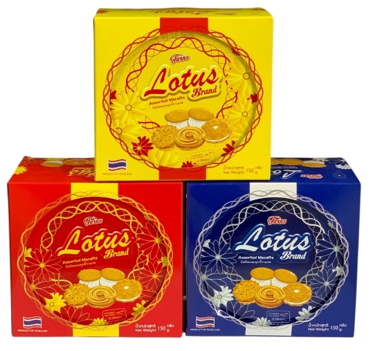 Bánh quy Lotus mix các vị 150g - Hộp thiếc tròn  Màu đỏ